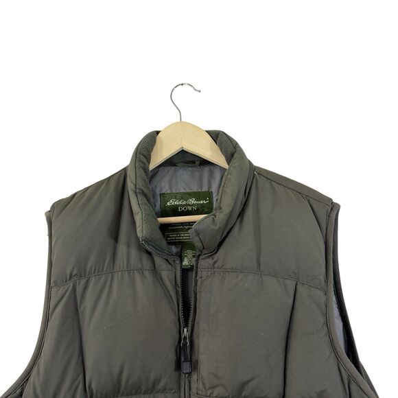 Eddie Bauer Large Down Puffer Vest Jacket Goose Down Green Sleeveless Mens - Picture 9 of 16